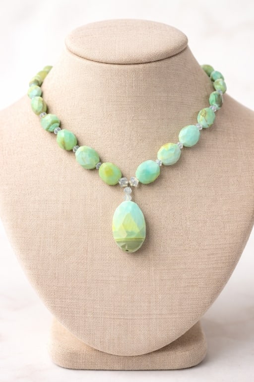 CZECH OPALITE STYLE FIRE POLISHED BEADED NECKLACE (1 of 6)