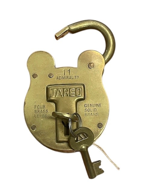 ANTIQUE JARED 11 ROYALTY MASSIVE SECURE LOCK &KEY (1 of 4)