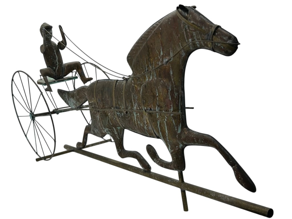 COPPER HORSE & DRIVER WEATHERVANE SCULPTURE 32" (1 of 10)