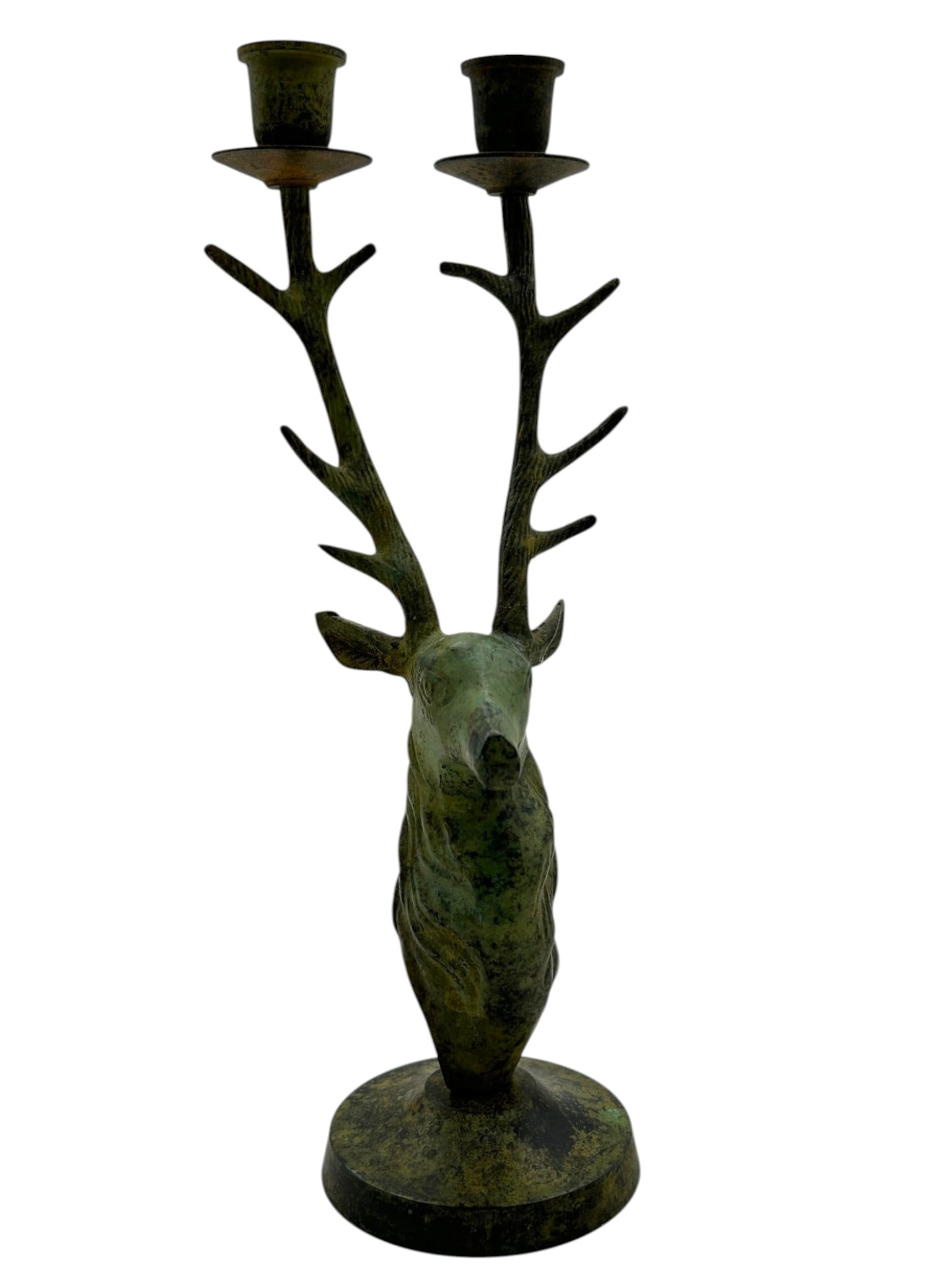 CAST METAL DEER ANTLER CANDLESTICK HOLDER 13" (1 of 11)