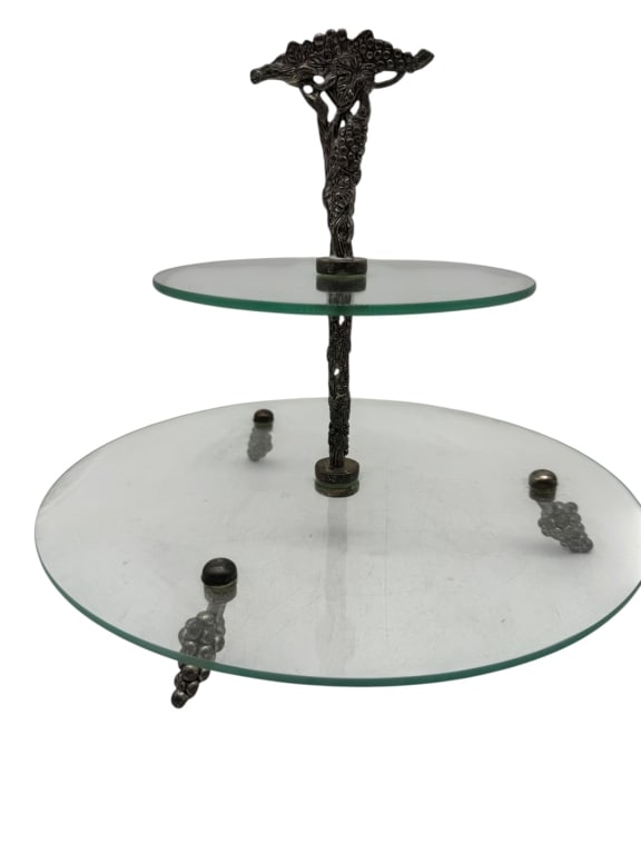 TWO-TIER GLASS SERVING STAND (1 of 4)
