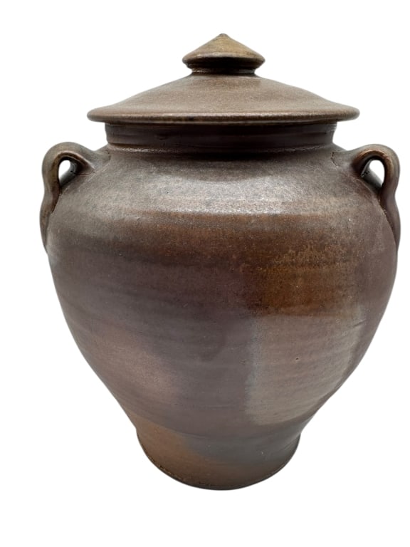 LARGE ORIENTAL STYLE BRONZE TONE LIDDED URN (1 of 5)