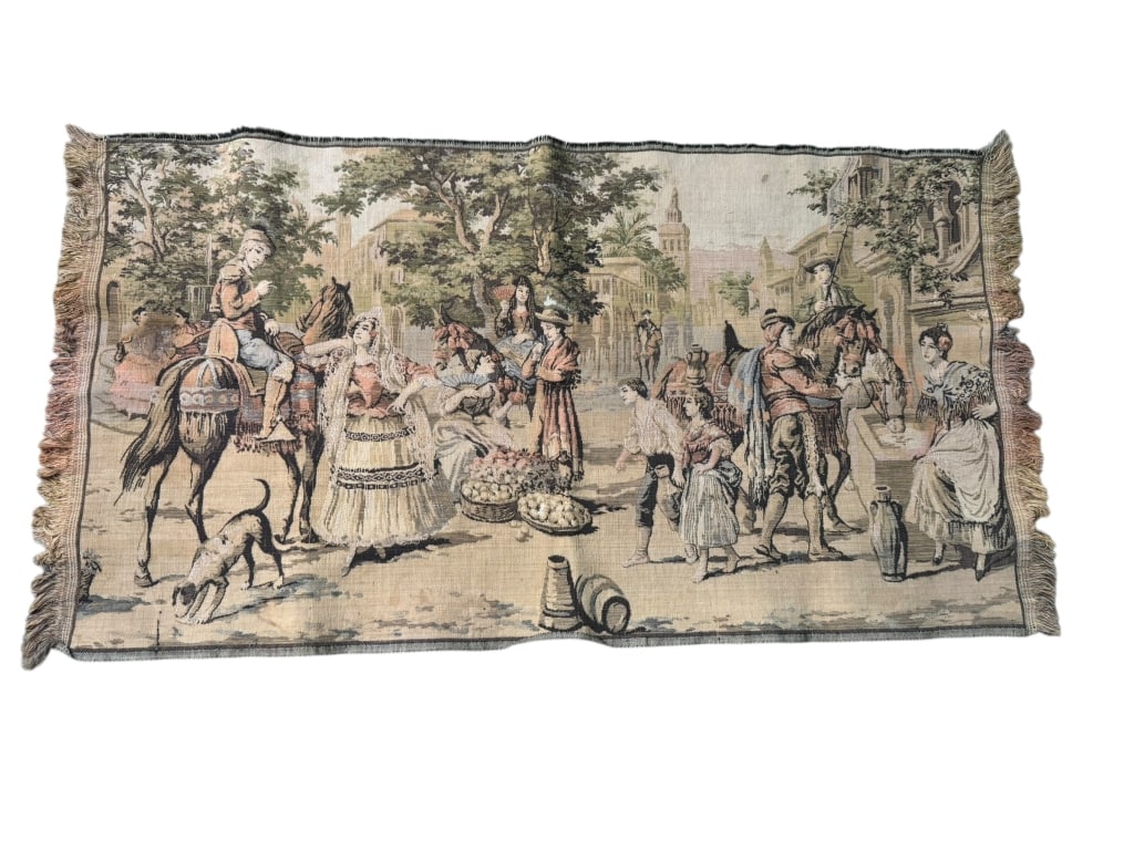VINTAGE BELGIUM TAPESTRY WALL HANGING 36" (1 of 5)