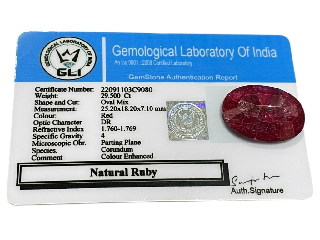 NATURAL RUBY – GLI CERTIFIED OVAL MIX CUT, 29.50 T (1 of 2)