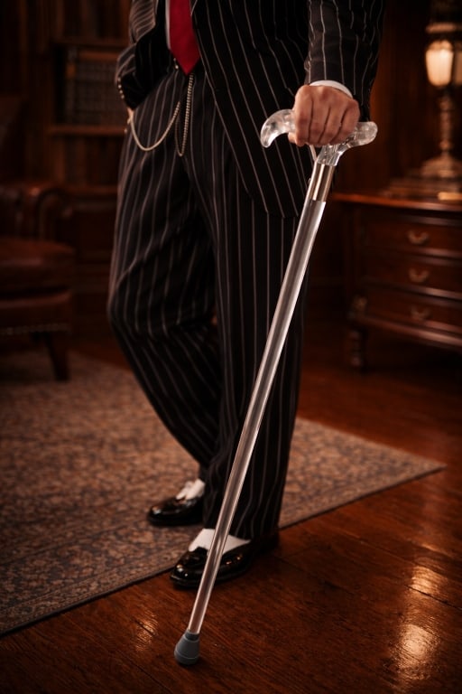 VTG MID MOD ALL LUCITE CURVED HANDLE WALKING STICK (1 of 6)