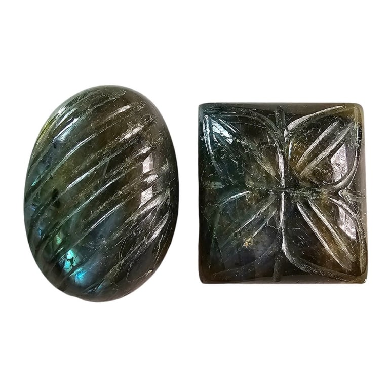 60.30 CT CARVED LABRADORITE GEMSTONES LOT OF 2 PCS (1 of 3)