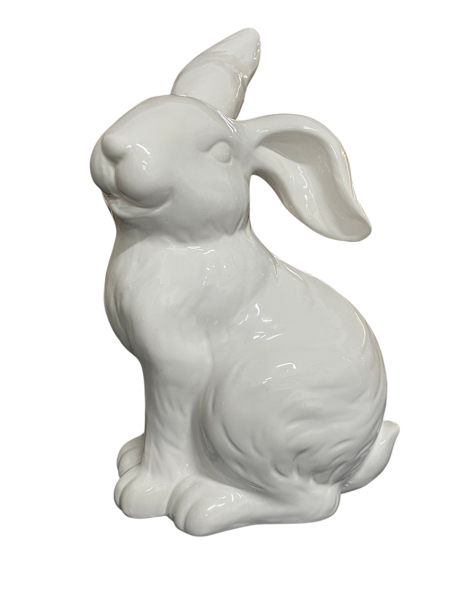 ADORABLE ALL WHITE GLAZED CERAMIC JOYFUL BUNNY 9": Adorable happy Bunny with a greeting stance9" tallExcellent condition msn *** Please check back often, we add NEW ITEMS daily to our active auctions! *** By bidding on this listing, you understand
