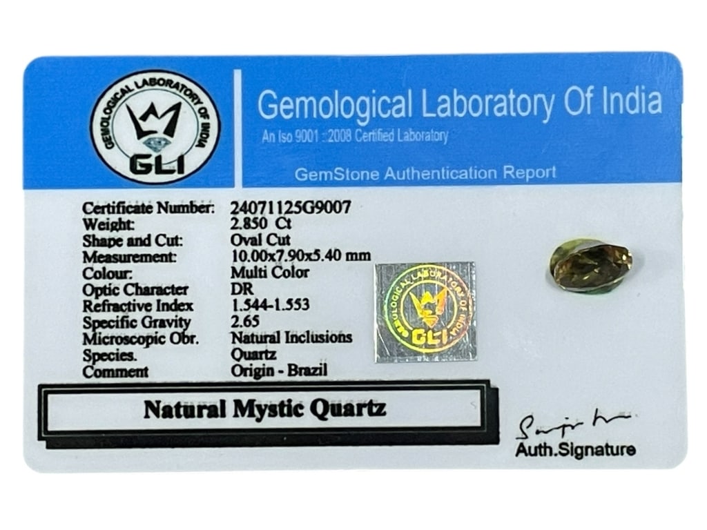 NATURAL MYSTIC QUARTZ – 2.850 CT WITH GLI AUTHENTT (1 of 2)