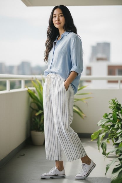 NEW MAX STUDIO BLUE WHITE YACHT CASUAL PANTS XL (1 of 4)