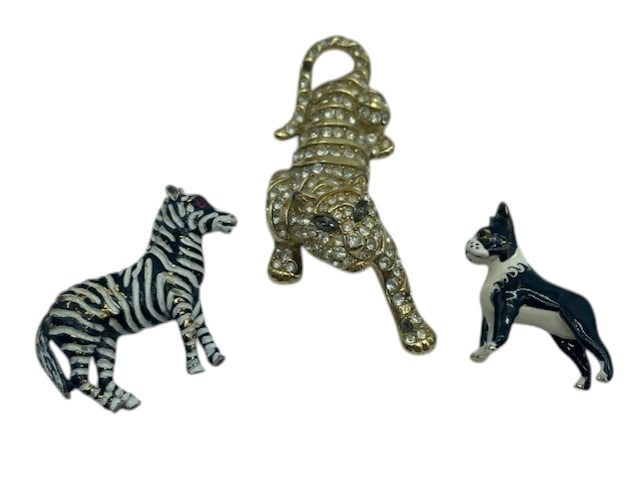 SET 3 SIGNED ANIMAL BROOCHES PEARL TRIFARI FLORENZ (1 of 8)