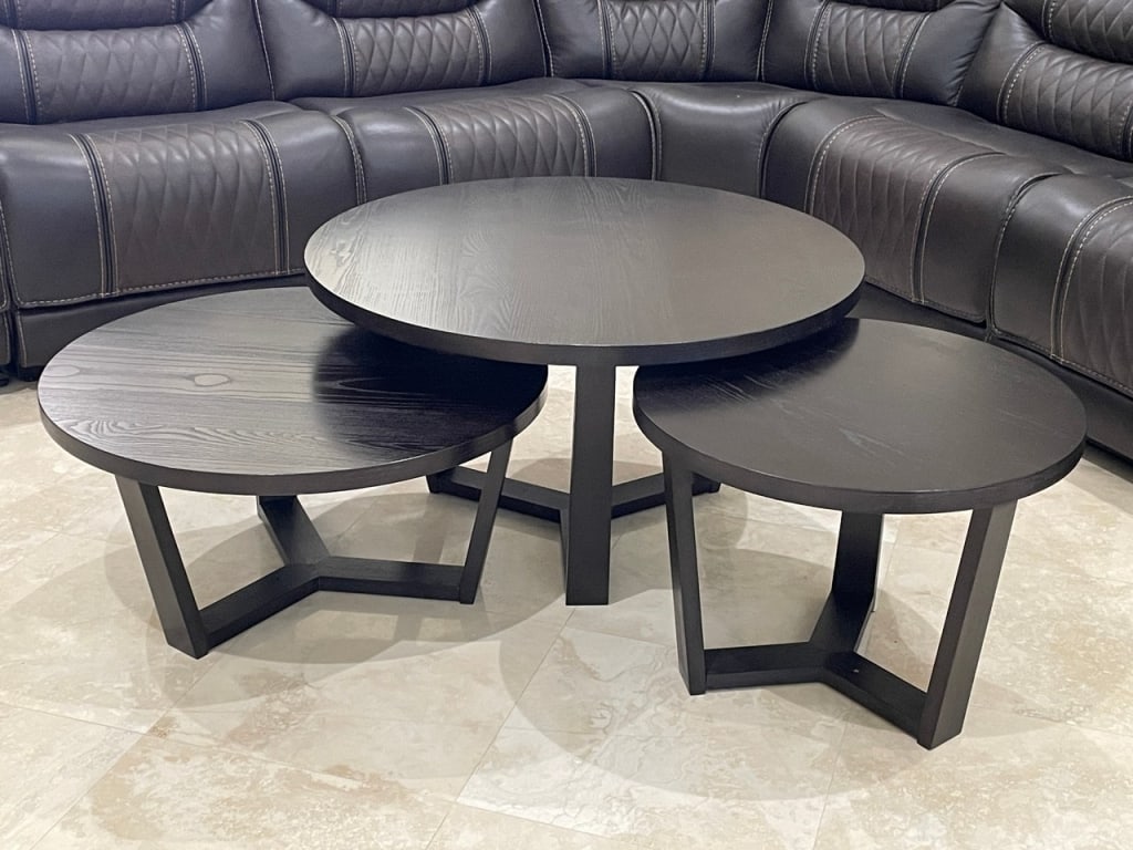 RUMIE DARK BROWN 3-PIECE NESTING ROUND COCKTAIL TE (1 of 4)