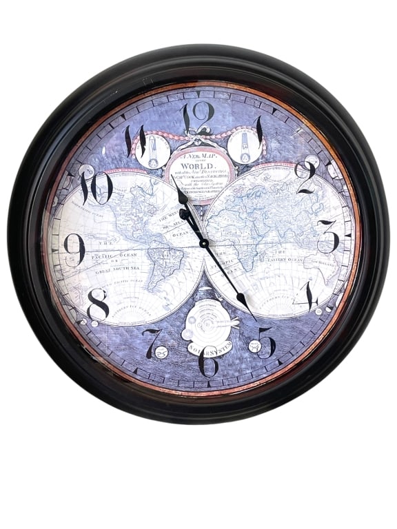 VINTAGE OVERSIZED WORLD MAP WALL CLOCK 35" (1 of 6)