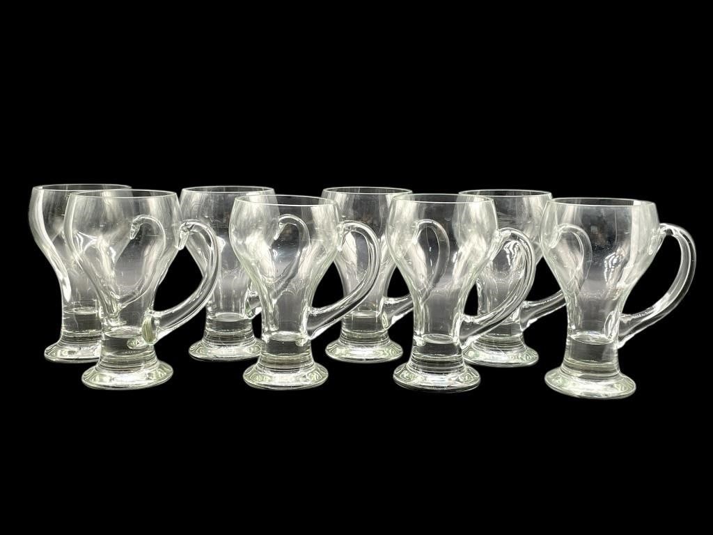 SET OF 8 IRISH COFFEE PEDESTAL MUG ALE WIDE TOPS: ALL 8 IN AMAZING CONDITION, hard to show how nice glass is in photos and lighting, so believe me, barely used! By bidding on this listing, you understand and agree to be bound by the terms and