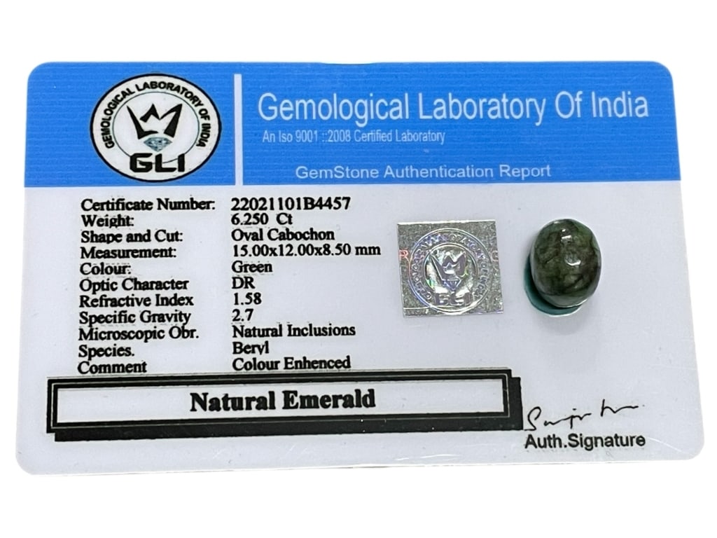 NATURAL BERYL EMERALD OVAL CABOCHON – GLI CERTIFIE (1 of 2)
