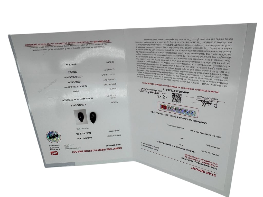 NATURAL BLACK OPAL 4.35 CTS GFCO CERTIFIED (1 of 2)