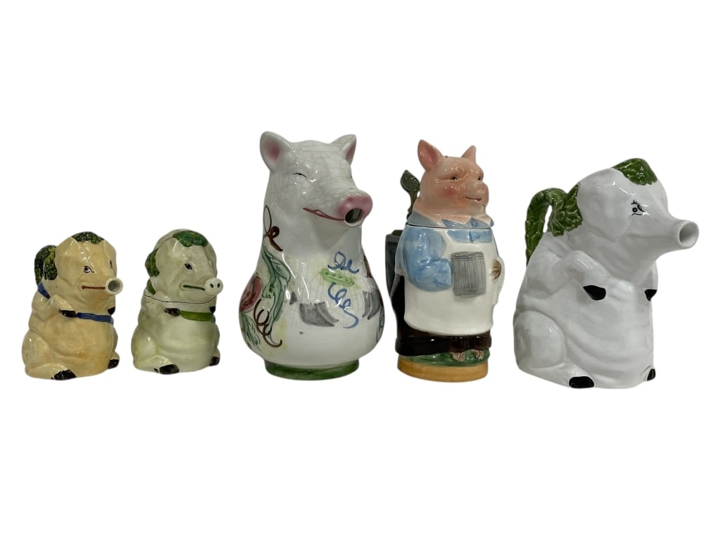 VINTAGE CERAMIC PIG FIGURAL PITCHER & JUG COLLECTS (1 of 6)