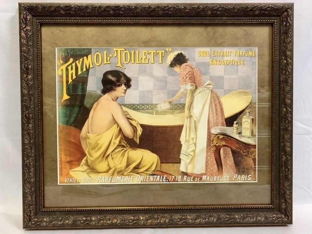 JEAN DE PALEOLOGU " THYMOL" FRAMED ADVERTISEMENT PRINT-18" X 22.5" APPROX TO FRAME-GOOD PRE OWNED: JEAN DE PALEOLOGU " THYMOL" FRAMED ADVERTISEMENT PRINT-18" X 22.5" APPROX TO FRAME-GOOD PRE OWNED CONDITION* Please check back often, we add NEW ITEMS daily to our active auctions! * By bidding on thi