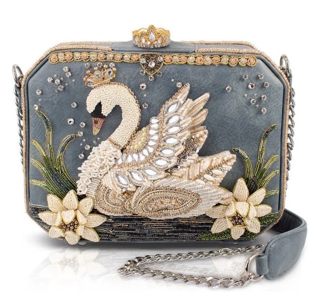 NEW MARY FRANCES SWAN PRINCESS HANDBAG: Graceful and radiant, this swan-inspired bag is pure storybook magic. With shimmering feathers, golden accents, and a crown fit for a queen, it turns every entrance into a fairy tale moment. Carry bea