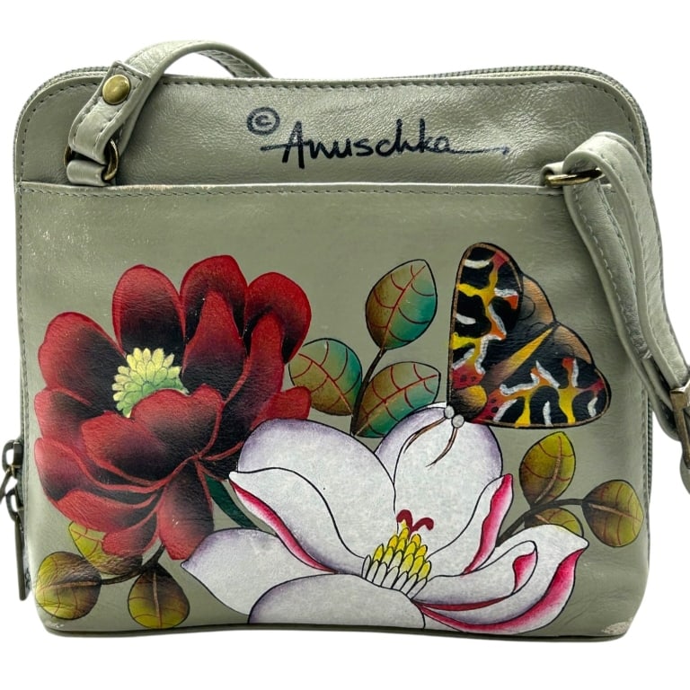 ANUSCHKA HAND PAINTED LEATHER CROSSBODY BAG 7" (1 of 10)
