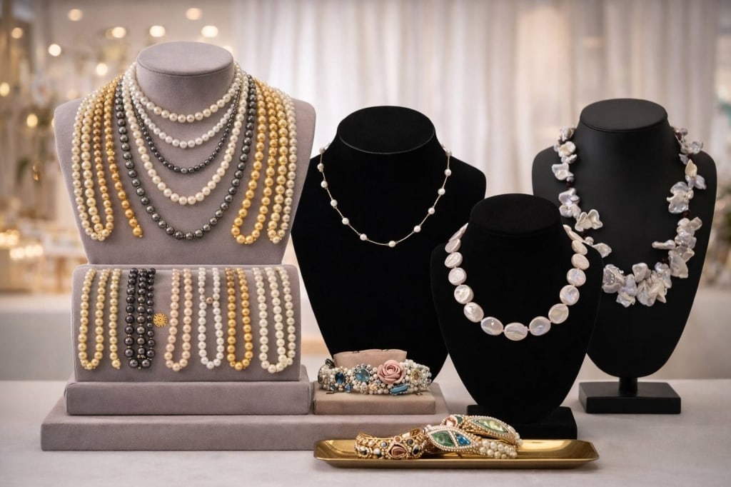 Multi-Tone Pearl and Costume Jewelry Necklaces and (1 of 2)