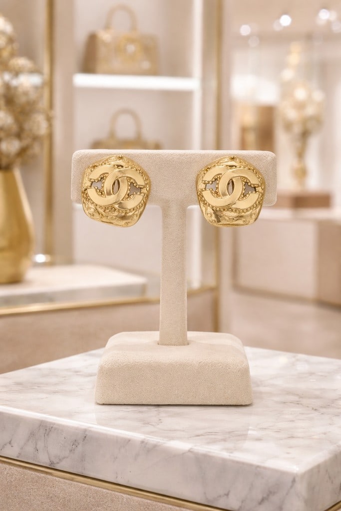 CHANEL CC DIAMOND SHAPE CLIP ON EARRINGS GOLDTONE: Chanel CC Diamond-Shaped Clip On Earrings Gold Gold Plated * PRODUCTION CODE: 96A * INCLUDED: None 3*3cm = 1" in size * CONDITION: A * (3cm = 1inch approximately) * By bidding on this listing, you und
