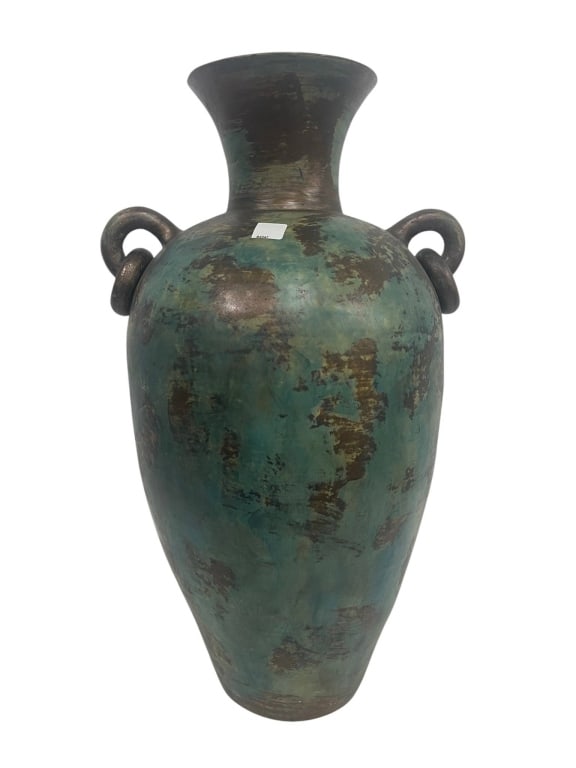 TWO-HANDLED GLAZED CERAMIC VASE 26.5" (1 of 7)