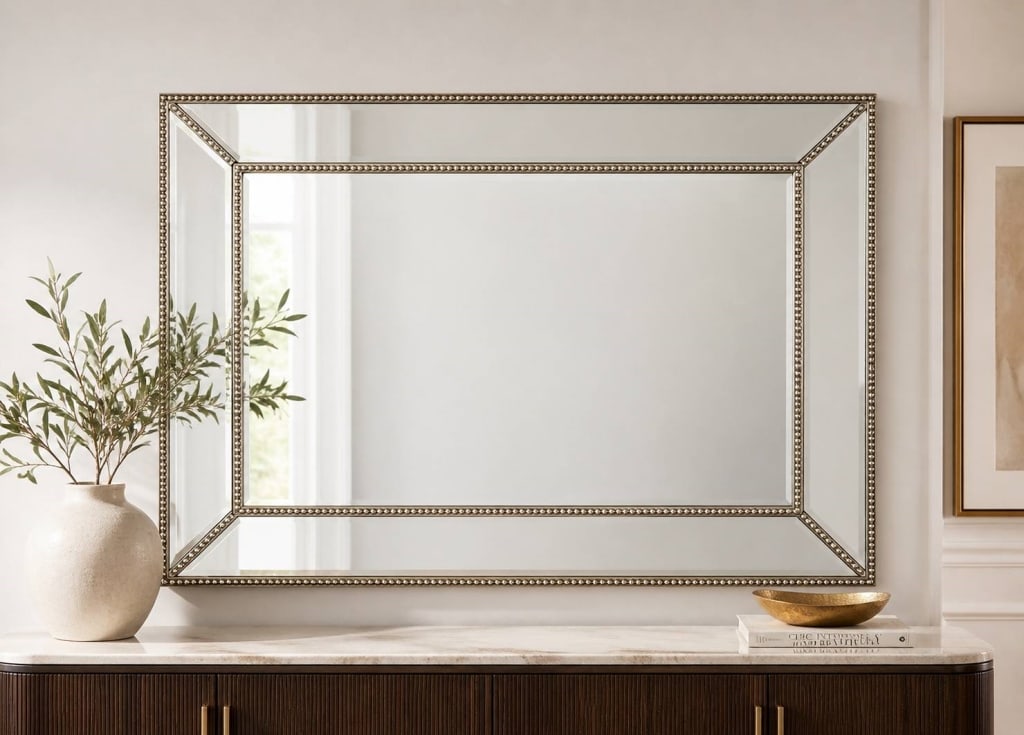 RECTANGULAR WALL MIRROR WITH BEADED FRAME 40" - 2