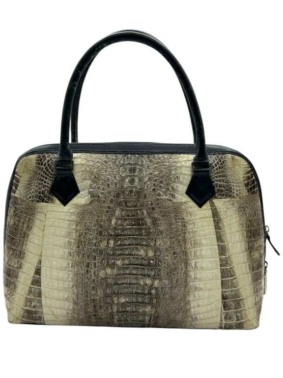 RIVER GENUINE CROCODILE SKIN SATCHEL HANDBAG 15" (1 of 16)