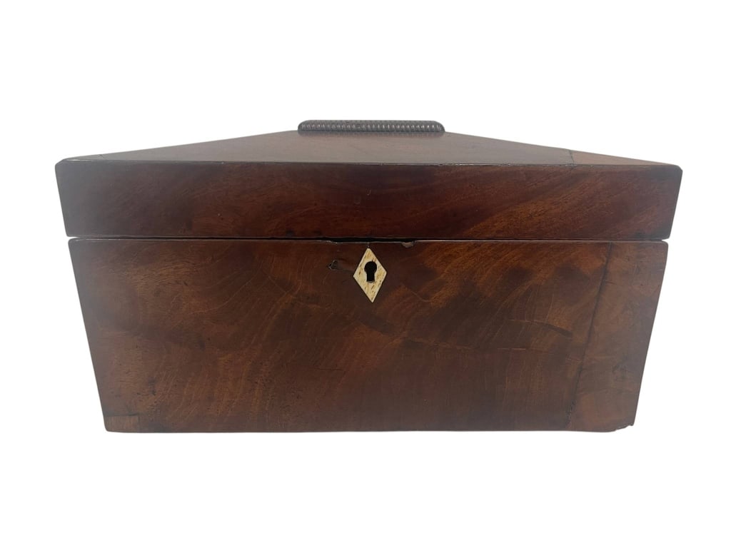 WOODEN TEA CADDY WITH LOCK AND LID 12" (1 of 8)