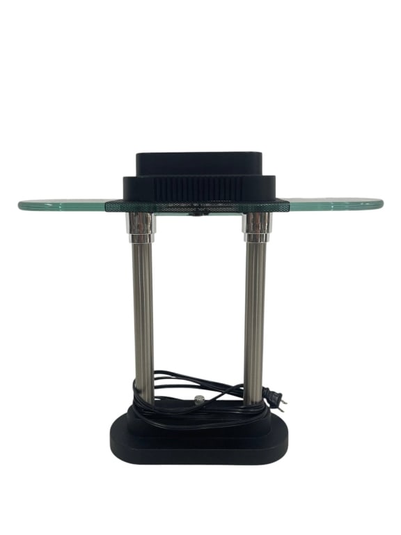 TABLE LAMP WITH GLASS SHADE AND METAL BASE 15" (1 of 5)