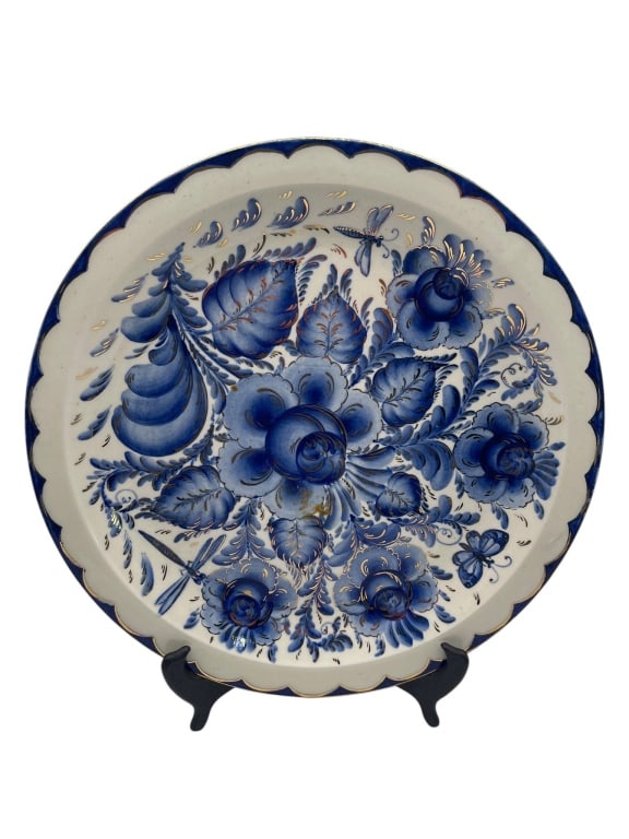 HAND-PAINTED GZHEL PORCELAIN PLATE 14" (1 of 4)