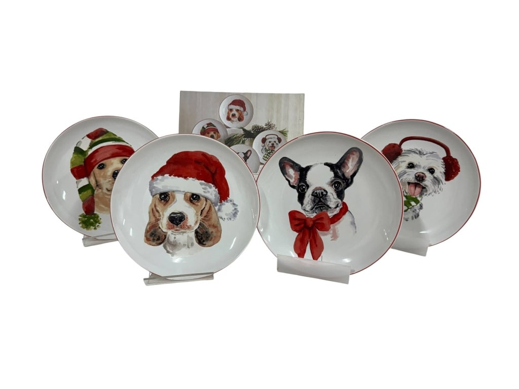 PIER 1 IMPORTS DOG HOLIDAY PLATE SET (1 of 4)