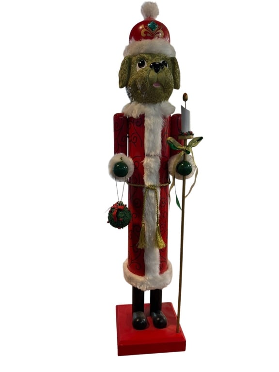 DOG NUTCRACKER FIGURE WITH STAFF (1 of 2)