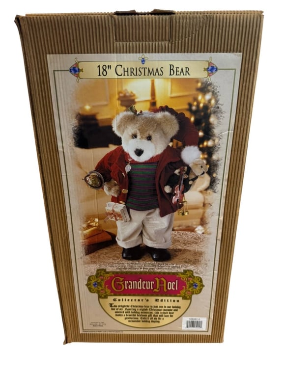 GRANDEUR NOEL 18 INCH CHRISTMAS BEAR: Grandeur Noel 18 inch Christmas Bear. Includes bear dressed in holiday attire. Collector's Edition. Shipping Available at www.DeJaVuAuctionShipping.com By bidding in this auction you agree that you ha