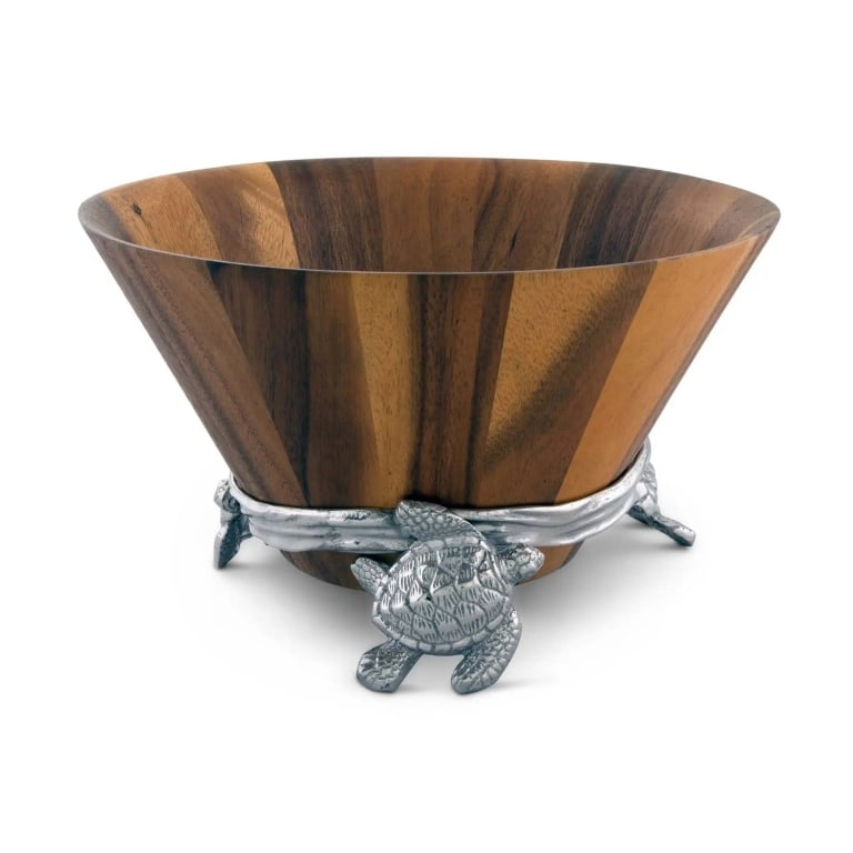 NEW ARTHUR COURT SEA TURTLE WOOD BOWL: New Arthur Court sea turtle wood bowl featuring a decorative wood design with sea turtle accents. Shipping Available at www.DeJaVuAuctionShipping.com. By bidding in this auction you agree that you hav
