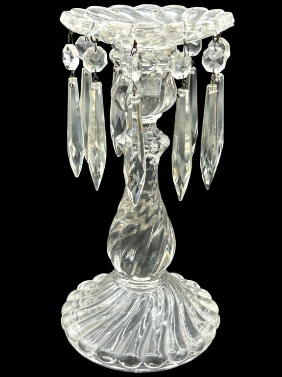 VINTAGE CRYSTAL PRISM CANDLE HOLDER 9.5" (1 of 8)