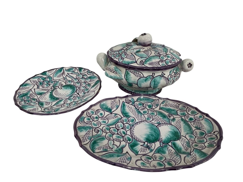 HANDPAINTED CERAMIC SERVING SET WITH FRUIT - 2