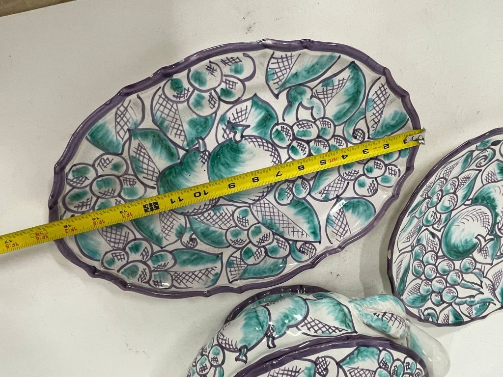 HANDPAINTED CERAMIC SERVING SET WITH FRUIT - 3