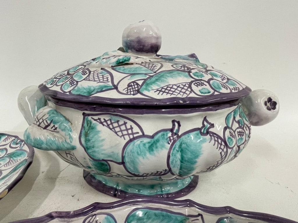 HANDPAINTED CERAMIC SERVING SET WITH FRUIT - 4