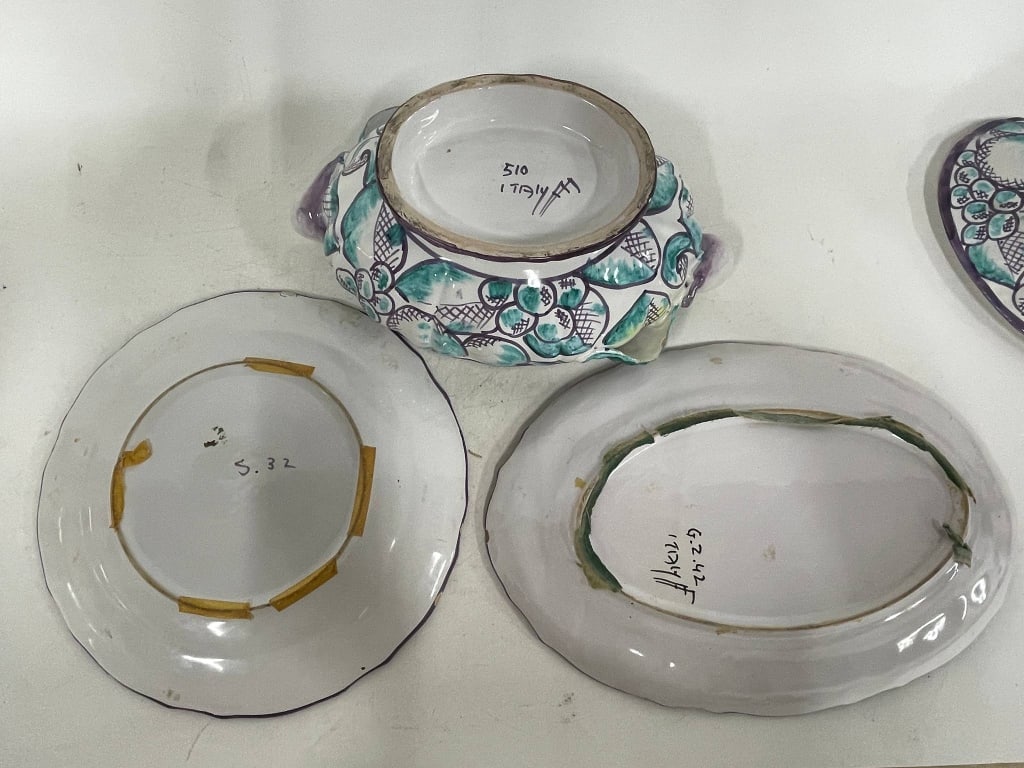 HANDPAINTED CERAMIC SERVING SET WITH FRUIT - 5