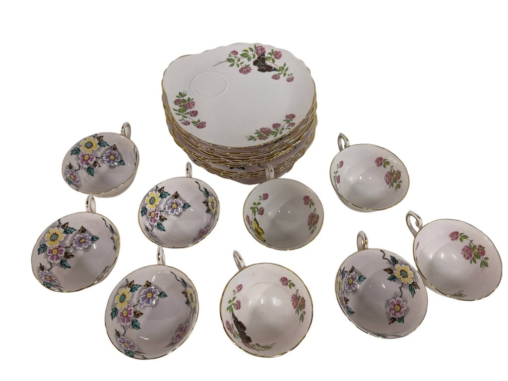 CHINA DEMITASSE TEA SET FLORAL DESIGN: China demitasse tea set with floral design, includes 8 cups and 11 saucers. Shipping Available at www.DeJaVuAuctionShipping.com. By bidding in this auction you agree that you have read The Terms and