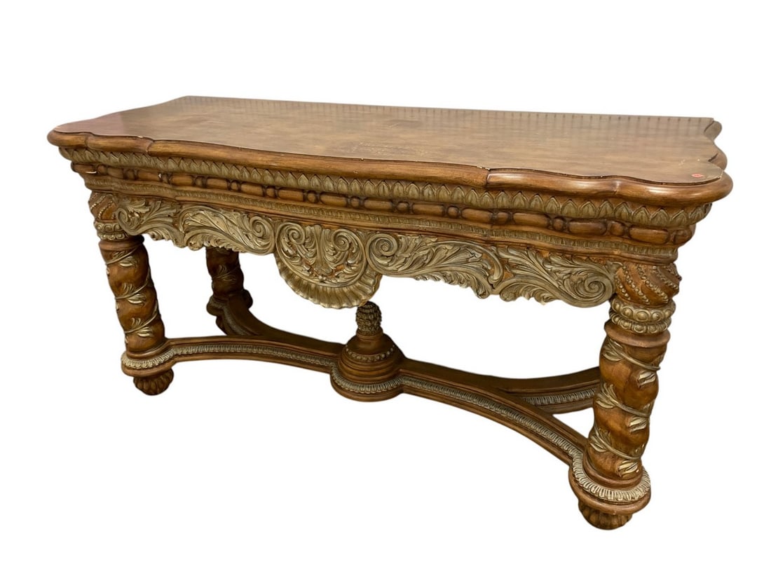 VINTAGE TUSCAN STYLE CARVED WOOD ELABORATE CONSOLE (1 of 5)