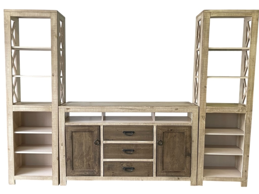 SOUTH CREEK RUSTIC MEDIA WALL UNIT WITH SIDE PIERS (1 of 4)