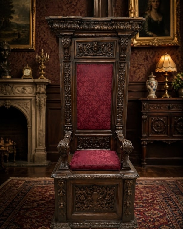 ANTIQUE PARAMOUNT PICTURES RED VELVET THRONE HUGE (1 of 20)