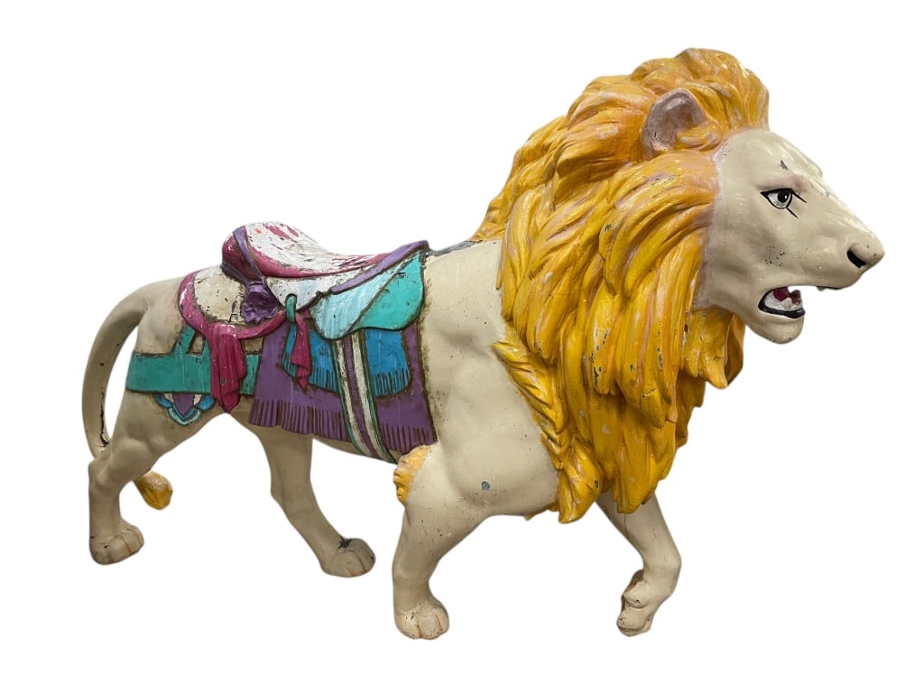 ANTIQUE CAROUSEL STANDING LION LIFESIZE COLORFUL 1 (1 of 8)
