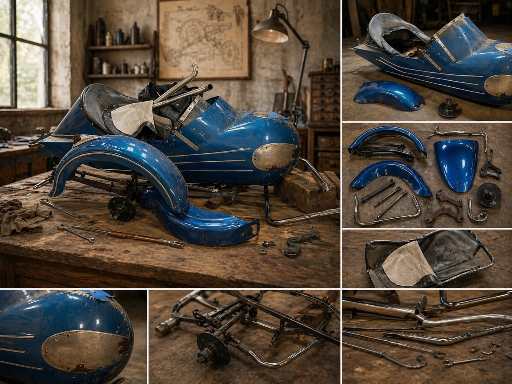 VINTAGE 50'S STREAMLINED MOTORCYCLE SIDECAR BODY (1 of 15)