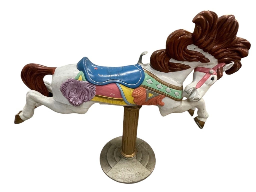 ANTIQUE WILD PONY CAROUSEL HORSE ON METAL STAND (1 of 10)