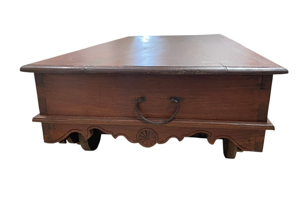 RUSTIC WAGON WHEEL BENCH / COFFEE TABLE SOLID WOOD - 13
