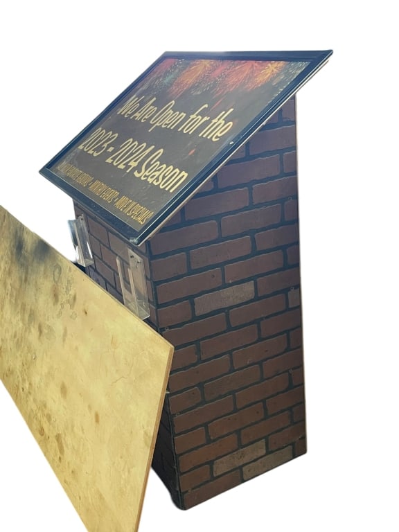 BRICK STAND FOR SLANTED SIGN BUSINESS SIGNATE 1OF2: ** THESE ITEMS WILL BE FOR PICK UP OFF SITE (IN DELRAY BEACH, FLORIDA) ONLY ON DESIGNATED DAYS, there will be MANY pick up days, BE AWARE and SCHEDULE WITH US AFTER WINNING at this email: