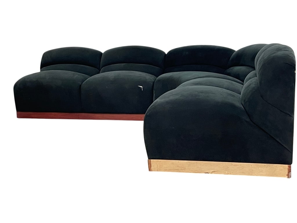 CONTEMPORARY BLACK SUEDED CURVED SECTIONAL SOFA (1 of 14)